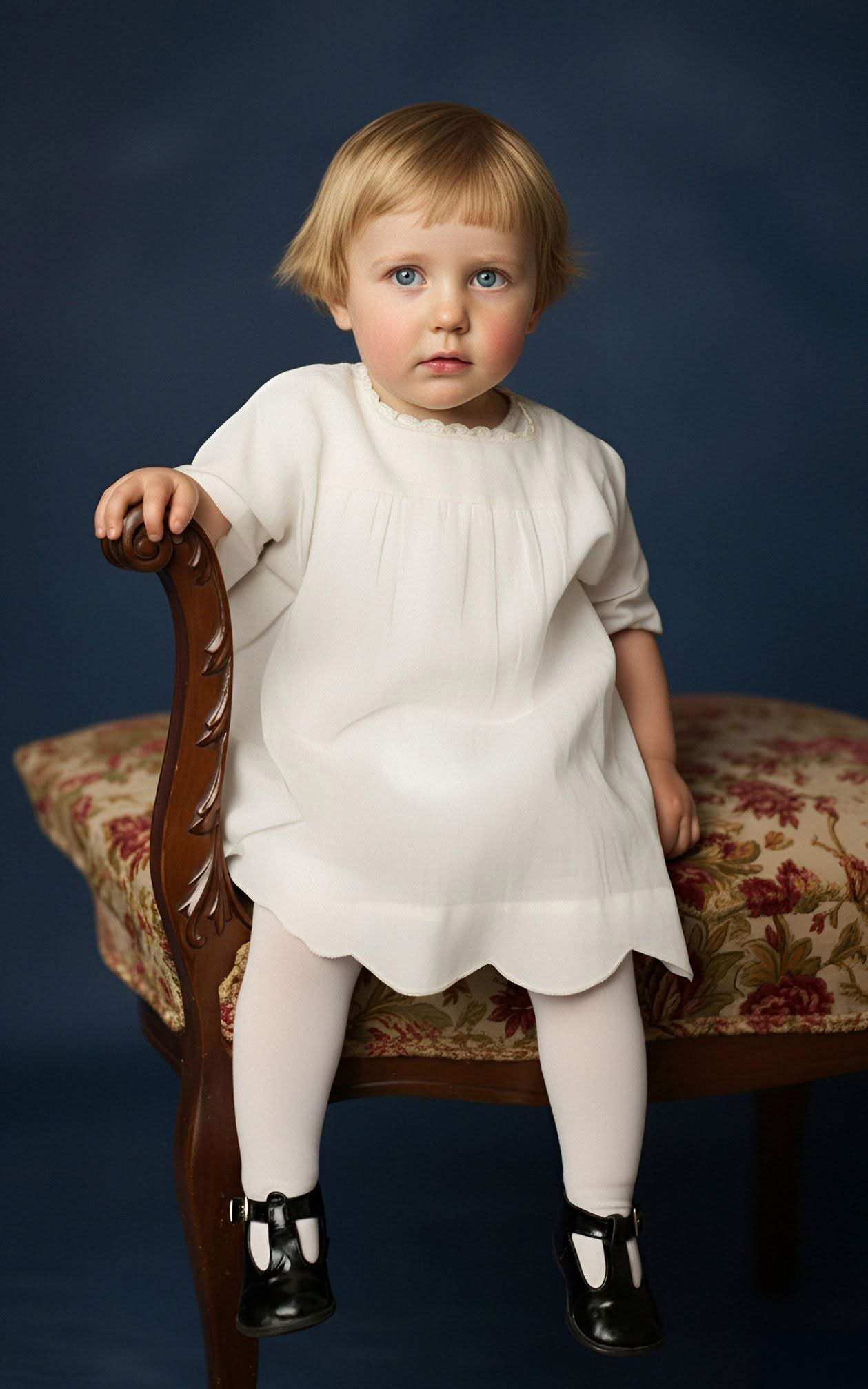 Klart og fargelagt bilde av jente etter restaurering.